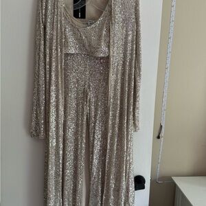 Sequin set pant , top and  with Long Cardigan
